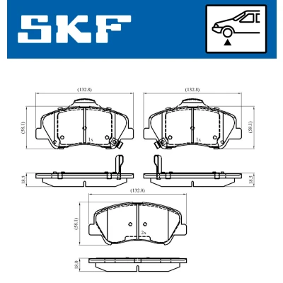 Imagen de SKF VKBP 80268 A Juego de pastillas freno con avisador acústico desgaste KIA: RIO 4, 3 Stufenheck, HYUNDAI: ACCENT 4 Stufenheck