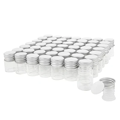 Imagen de Viales de Vidrio 5 ml con Tapones Rosca y Tapas Interiores plástico, Vial Muestra Líquido Transparente Pequeño, a Prueba Fugas, 50 Unidades