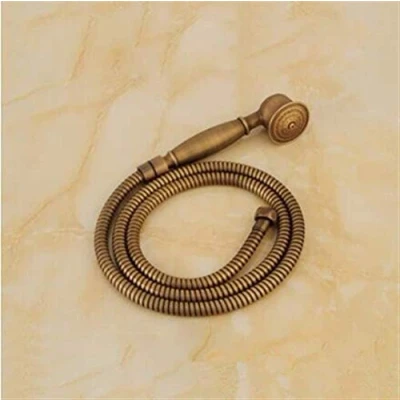 Imagen de Alcachofa ducha de bronce antiguo clásico telefónica sostenida cabezal 1,5M acero inoxidable manguera latón fontanería titular la mano (Color : Pink)