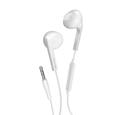 Imagen de Music Hero Auriculares con Cable AUX, Jack de 3,5 mm, Controles Integrados, micrófono, semiin Ear, Blanco