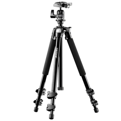 Imagen de Mantona Scout Trípode con Cabezal esférico (Altura máxima de 142 cm y Capacidad Carga 5 kg), Color Negro