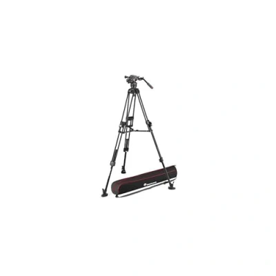 Imagen de Manfrotto, Cabezal de Vídeo Fluido Nitrotech 608 con Trípode Fast Twin 645 Aluminio, Kit Profesional para DSLR, Reflex, Cámara Digital, Vídeo, Videógrafos, Carga Máxima 14 kg