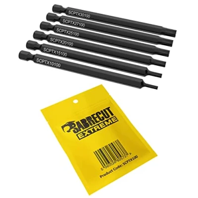 Imagen de 6 puntas de destornillador Torx SabreCut SCPTX100 T10 T15 T20 T25 T27 T30 x 100 mm (longitud)