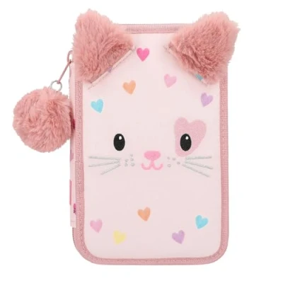 Imagen de Depesche 12803 Princess Mimi Kitty Love estuche de 2 compartimentos con cara gato, rosa lápices colores, regla, tijeras y mucho más.