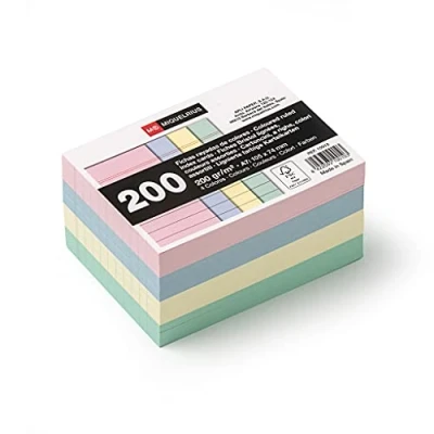 Imagen de Miquelrius Flashcards, Tarjetas para Estudio, 200 Fichas Notas, Rayas Horizontales, Tamaño A7 (74 x 105 mm), Papel Cartulina Offset de g/m², Colores Pastel