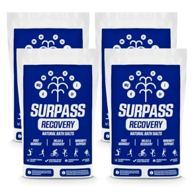 Imagen de SURPASS Sales de Baño Recuperación Natural Después del Deporte, 100% Salmuera para Músculos, 4x1 kg, Post Entrenamiento los Atletas y Ciclistas