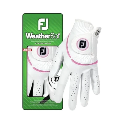 Imagen de FootJoy WeatherSof Guante de Golf para Mujer, Color Blanco/Rosa