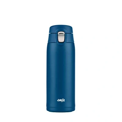 Imagen de Emsa N21509 Travel Mug Light Taza térmica de acero inoxidable, 0,4 litros, 8 horas, frío, 16 sin BPA, 100% hermética, antigoteo, apto para lavavajillas, sistema cierre plegable, color azul