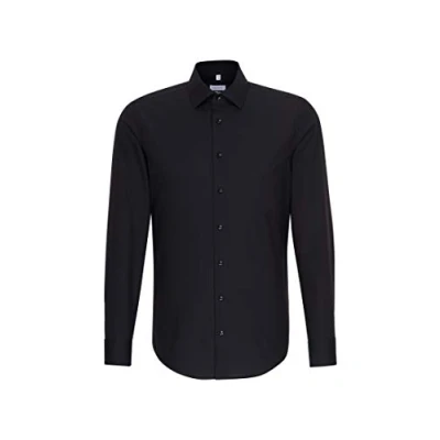 Imagen de Seidensticker Business Hemd Slim Fit Bügelfrei Kent Langarm, Camisa para Hombre, Negro (Schwarz), 38