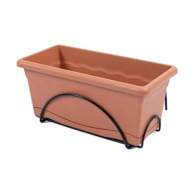 Imagen de PLASTIKEN 74819 BALCONERA Plato Integrado 60X24CM + Soporte Terracota, Neutro, 60x24x18 cm