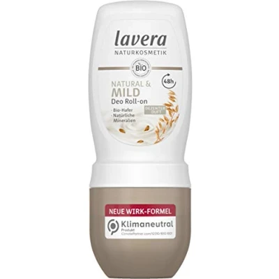 Imagen de Lavera desodorante en roll on natural &amp; mild 48 h vegano cosmética avena orgánica y minerales naturales sin aluminio Protección fiable un aroma discreto horas de