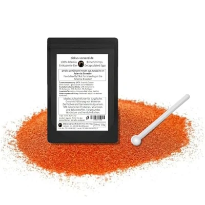 Imagen de 100% Artemia/Brine Shrimps huevos descapsulados y (50 ml, incluye cuchara dosificadora gratuita (comida directa: quistes sin cáscara)