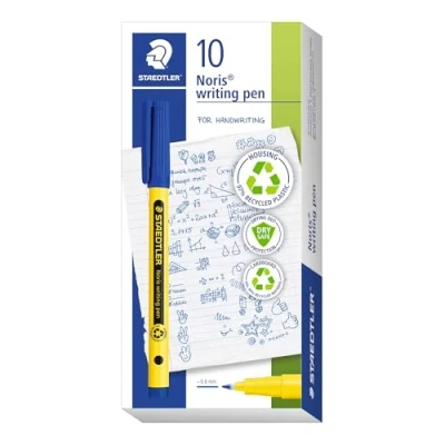 Imagen de STAEDTLER rotuladores 307 Noris Writing Pen Rotulador de Punta Fina Trazo 0.6mm Aprox Tinta Base Agua Cuerpo Fabricado en un 97% Plastico Reciclado Color Azul Caja 10