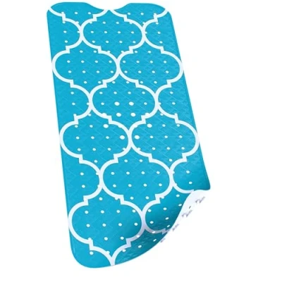 Imagen de SilverRack alfombrilla de bañera 100 x 40 cm (motivos marroquíes, turquesa), antideslizante, sin BPA, niños, bebés, ducha bohemia resistente al moho y lavable a máquina