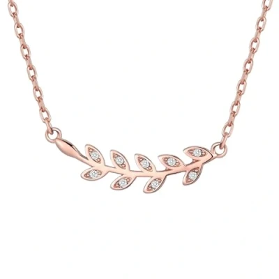 Imagen de Philip Jones Collar de Hoja Chapado en Oro Rosa Creado con Cristales Zircondia®