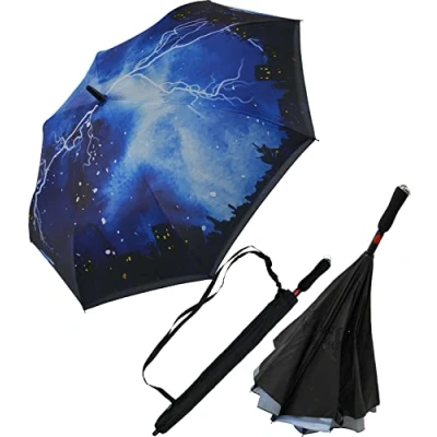 Imagen de iX brella Paraguas inverso automático invertido para abrir, Thunderstorm, 104 cm,