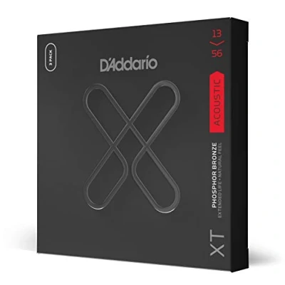 Imagen de D&#039;Addario Cuerdas Guitarra Acústica de Revestidas XTAPB1356, XT Acoustic Phosphor Bronze, calibre medio, 13 56, 3 juegos, Natural