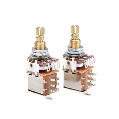 Imagen de Musiclily Pro Latón Métrico A250K Potenciómetros Push/Push Logarítmico Eje Dividido para Guitarra Eléctrica o Bajo (Set de 2)