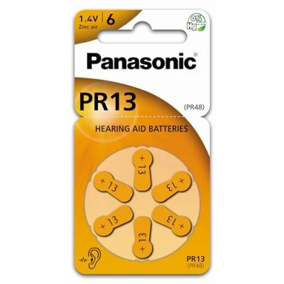 Imagen de Panasonic PR13 PR48 Pilas para audífonos (30 unidades, 5 x 6), color naranja