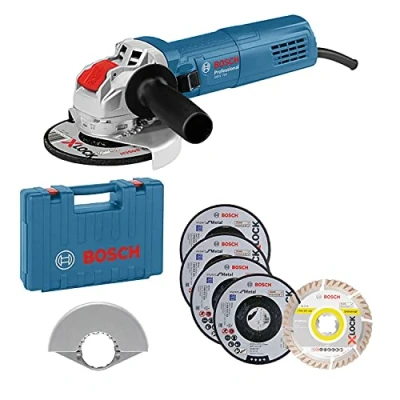 Imagen de Bosch Professional GWX 750 125 Amoladora angular (750W, 11000 rpm, X LOCK, Ø mm, set 5 discos de corte, en L Case) Amazon Exclusive