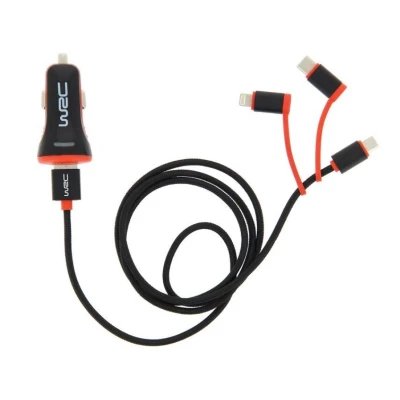 Imagen de WRC 007272 Cargador de coche para móvil 1 con cable USB type C, Lightning, micro