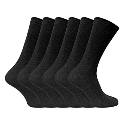 Imagen de Sock Snob 6 pares calcetines negros hombre 100% de algodón vestir para verano (45 50 eu, SE002 Black)
