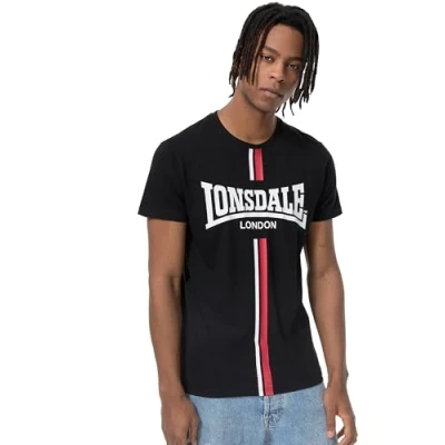 Imagen de Lonsdale Altandhu Camiseta DE Ocio, Negro/Blanco/Rojo, XL para Hombre