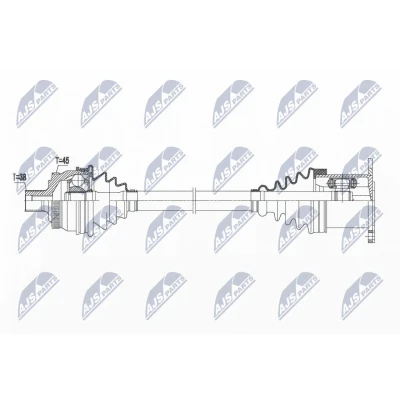 Imagen de NTY NPW AU 019 Árbol de transmisión Eje delantero 619 AUDI: A4 B7 Avant, B6/B7 Cabrio, B6 Berlina, SEAT: Exeo Berlina
