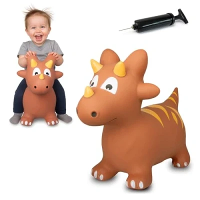 Imagen de JAMARA 460591 Dino Hinchable con Bomba Libre de BPA, hasta 50 kg, promueve el Sentido del Equilibrio y Las Habilidades motoras, Orejas los Animales sirven como Soporte, Robusto