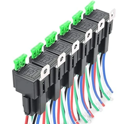 Imagen de Fasizi 6 uds 12V 30A Fusible relé Interruptor arnés ATO/ATC de Hoja, 5 Pines SPST relés eléctricos automotrices con Cables Alta Resistencia 14 AWG