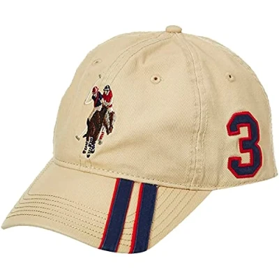 Imagen de Concept One U.S Assn. Men&#039;s Polo Horse Adjustable Baseball Cap with Diagonal Accent Stripes, Khaki, Size