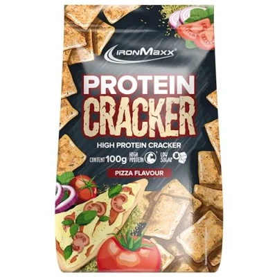 Imagen de IronMaxx Protein Cracker Pizza 100g Aperitivo crujiente y bajo en azúcar con un 21% de proteínas Horneado no frito