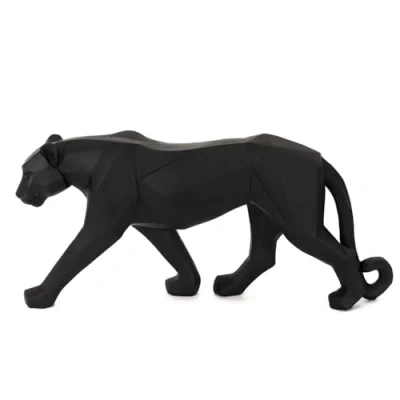 Imagen de HOME DECO FACTORY, HD1340 Estatua de Pantera Origami Negra, Objeto Decorativo Moderno, diseño Limpio, Ideal para salón u Oficina, tamaño 40 cm, Color Negro