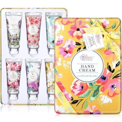 Imagen de BODY &amp; EARTH # LOVE Crema para Manos Reparadora Piel Secas/Agrietadas Juego de Regalo, 6 Pieza x 30 ml Enriquecido con Manteca Karité Regalo Mujeres/Cumpleaños/Navidad
