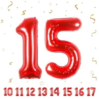 Imagen de Globos de Cumpleãnos Numeros 15 Rojo,101 CM Globo Gigantes Grandes Decoracion,Globo Numero Niño Niña Adultos decorazione,Vuelan con Helio