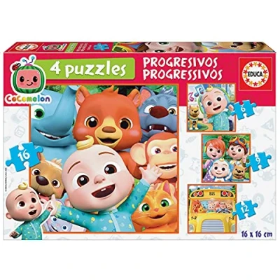 Imagen de Educa Conjunto de 4 Puzzles Progresivos Infantiles con 6/9/12/16 Piezas Cocomelon. A Partir 36 Meses (19138)