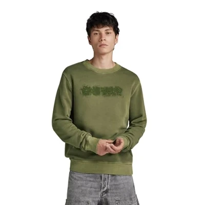 Imagen de G STAR RAW Sudadera con Logotipo R Desgastado, Verde Shadow Olive GD D24410 d575 d033, M para Hombre