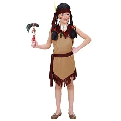 Imagen de W WIDMANN MILANO Party Fashion Disfraz de indio para niños, vestido, cinturón, diadema, Salvaje Oeste, fiesta temática, carnaval