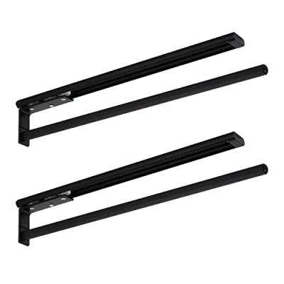 Imagen de SOTECH 2 piezas Toallero de aluminio TED 1 brazo negro mate (450 730 mm, extensible) telescópico para baño o cocina