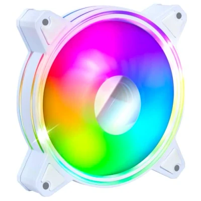 Imagen de EMPIRE GAMING Ventilador de Caja Mirror PC Gamer 120 mm Flujo aire elevado RGB Direccionable LED PWM 3 Pines 5 V Dual Loop Silencioso Refrigeración 12 CM Blanco