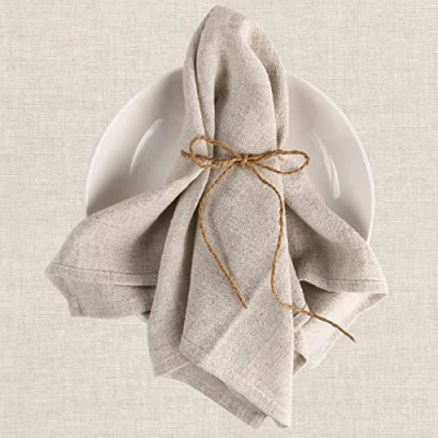 Imagen de Servilletas de Tela, 6 Lino Beige 40 x cm, Tela para decoración Mesa, Bodas, cumpleaños, Celebraciones, cenas, cafeterías, restaurantes