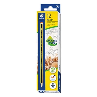 Imagen de Staedtler Noris 120 0 Lápices de Madera Certificada, Pack con Doce Lapiceros Grafito 2B