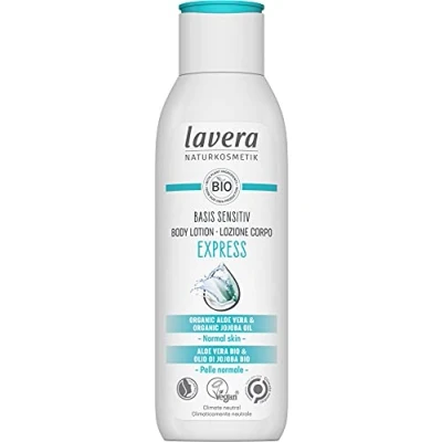 Imagen de lavera Base Sensible Crema Corporal Express Cosméticos Naturales vegano Aloe Vera orgánico y Aceite de Jojoba Certificado 250ml