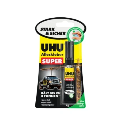 Imagen de UHU Alleskleber SUPER Strong &amp; Safe, 7 g, auf Blisterkarte