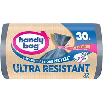Imagen de Handy bag Bolsa de basura plástica ultra resistente. 30 L. 20 unidades. 80% plástico reciclado.
