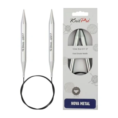 Imagen de Knit Pro Nova Metal: Knitting Pins: Circular: Fixed: 100 cm x 12.00 mm, Silver, 100cm 12.00mm