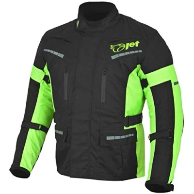 Imagen de Jet Chaqueta Moto Hombre Textil Impermeable con Armadura Gris Plateado (Negro Fluro, M)
