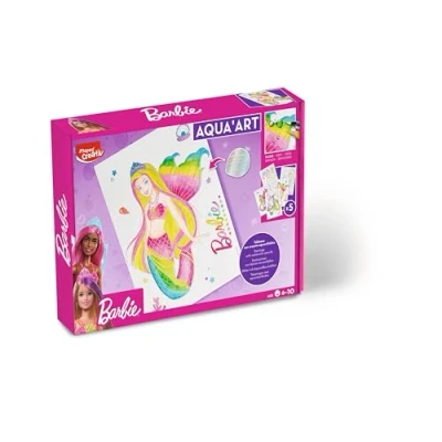 Imagen de Maped Creativ Barbie Aqua Art Lápices Acuareables para Colorear Diseños A4 Metalizados Incluye 18 Colores y Pincel A partir de 6 años