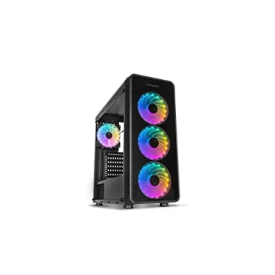 Imagen de Nox Hummer TGM NXHUMMERTGM Caja ARGB ATX Micro ITX, 4 Ventiladores 120mm preinstalados, Cristal Templado, Espacio para hasta 6 Ventiladores, USB 3.0, Color Negro
