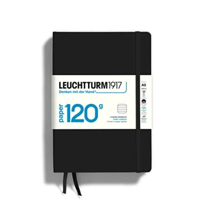 Imagen de LEUCHTTURM1917 363534 Libreta de notas Medium (A5), EDITION 120, Tapas duras, 203 páginas numeradas, Negro, Lineas